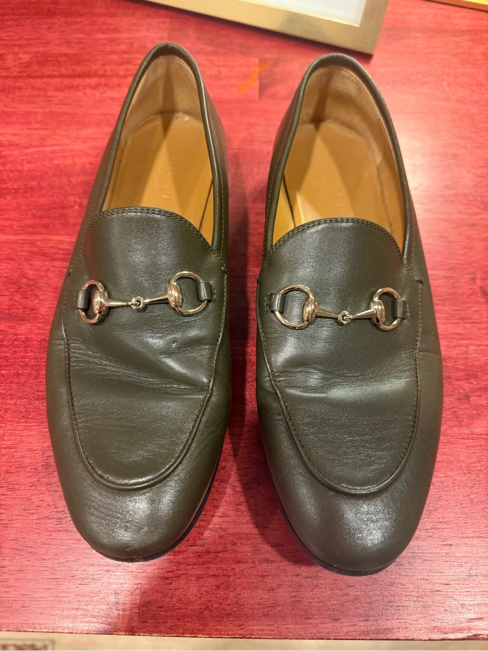 Women’s Gucci Jordaan Horsebit Leather Loafers Dark Green 37.5 mint condition